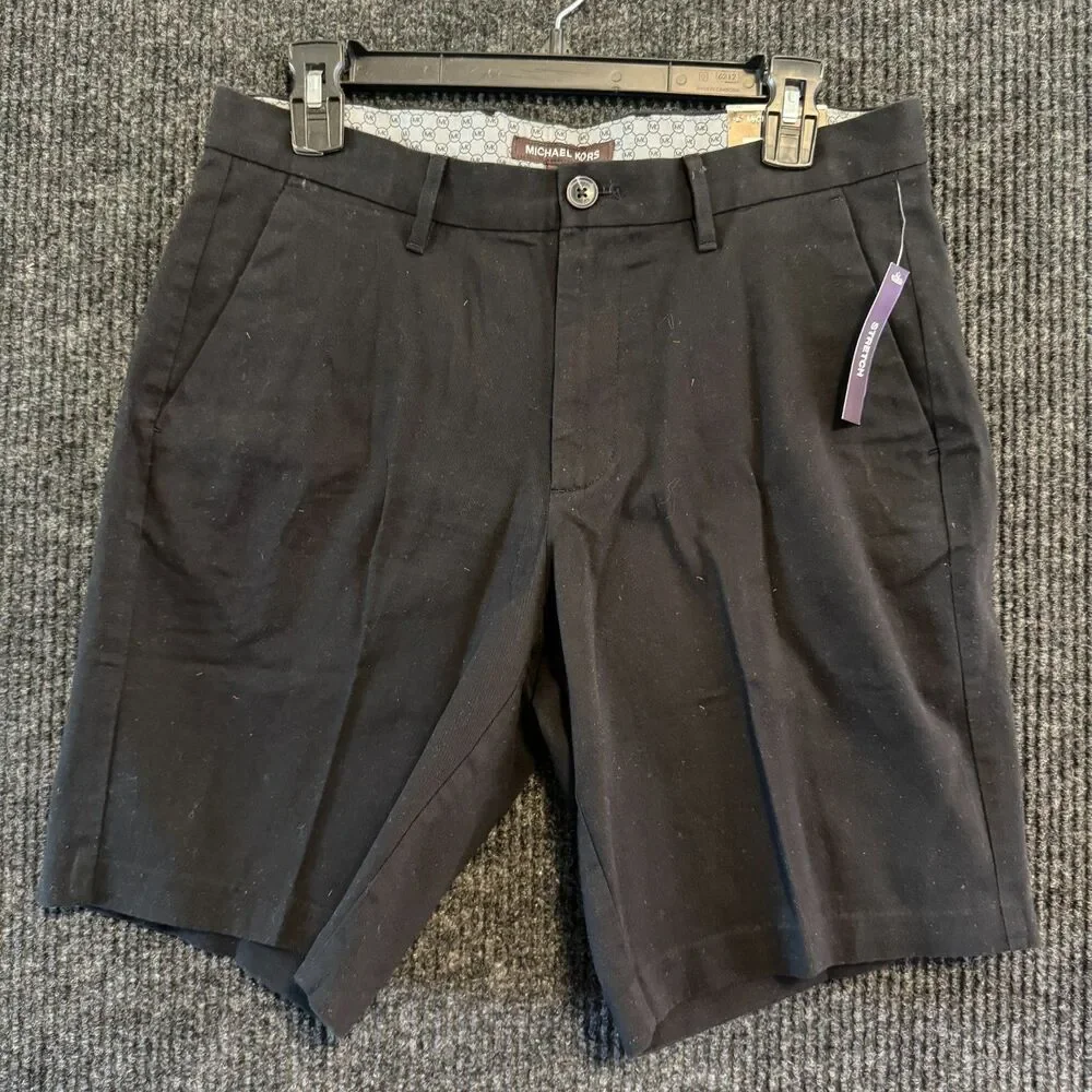 Michael Kors Mens Stretch Cotton Chino Shorts Black W30 NWT